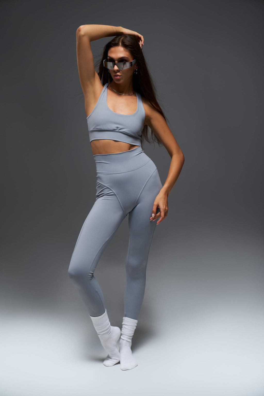 Sports Bra Top | Open Back Yoga Top | Double Layer Support | Minimalist Activewear, Light gray