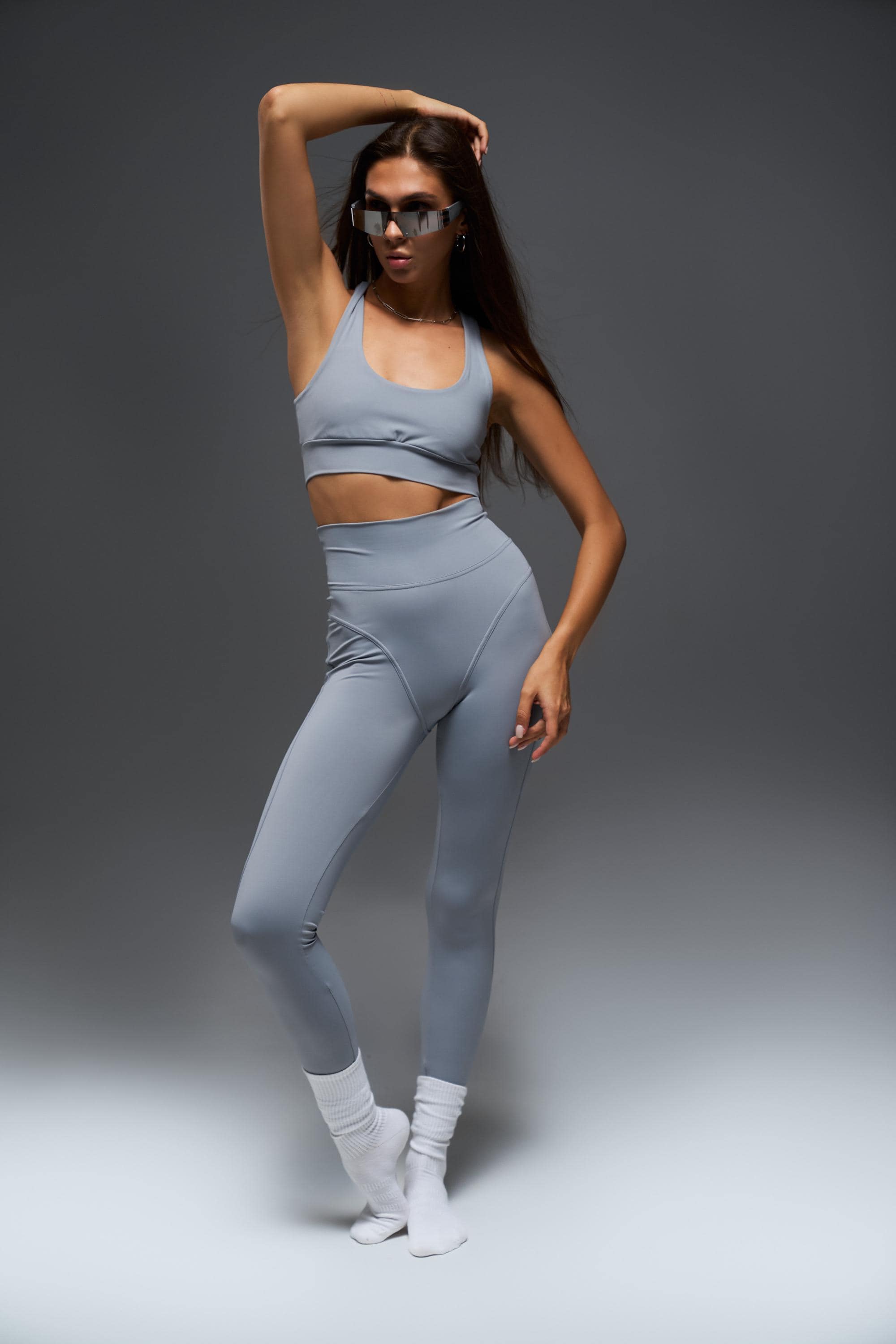 Sports Bra Top | Open Back Yoga Top | Double Layer Support | Minimalist Activewear, Light gray