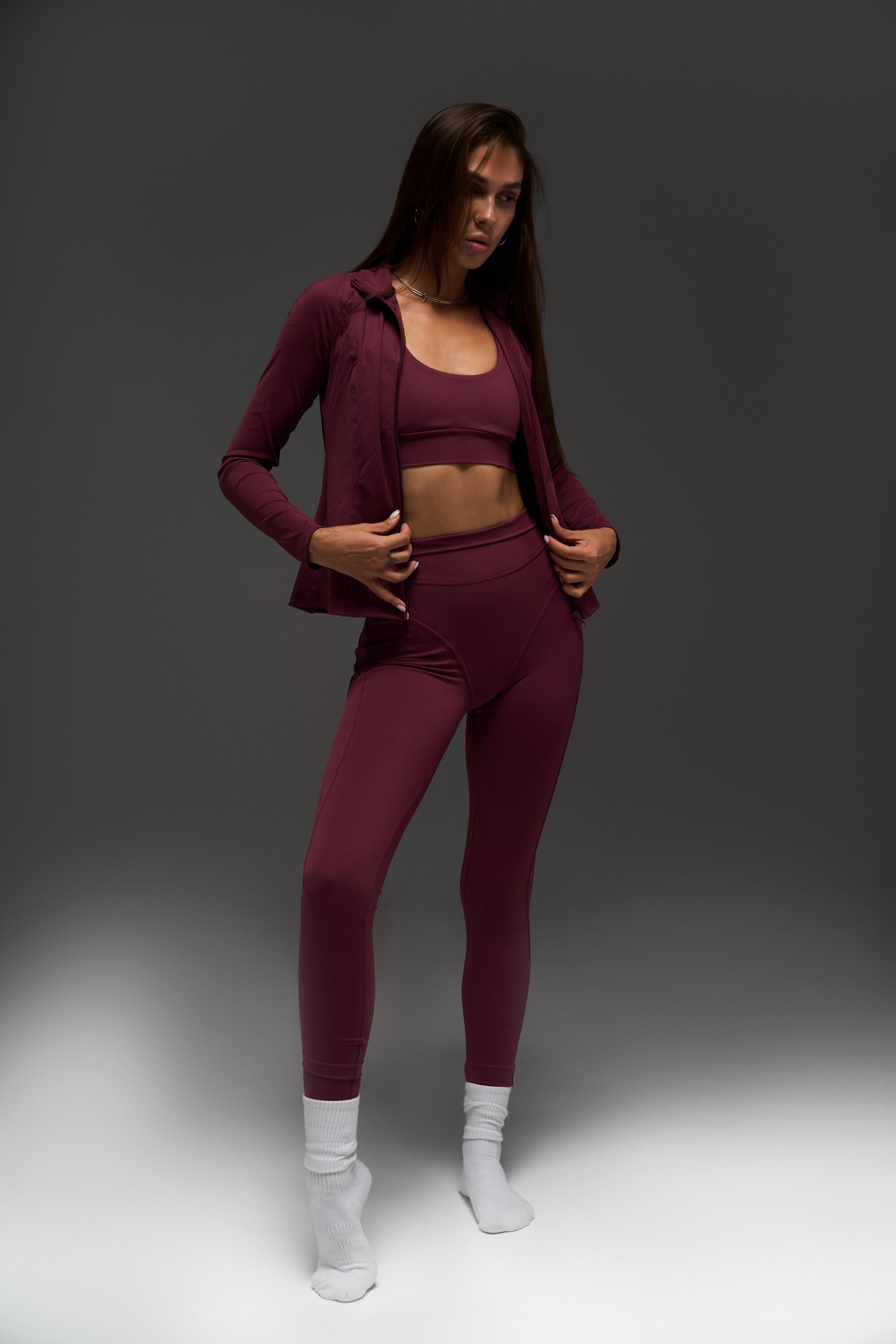 High Waist Yoga Leggings | Sculpting Activewear, Dark Cherry