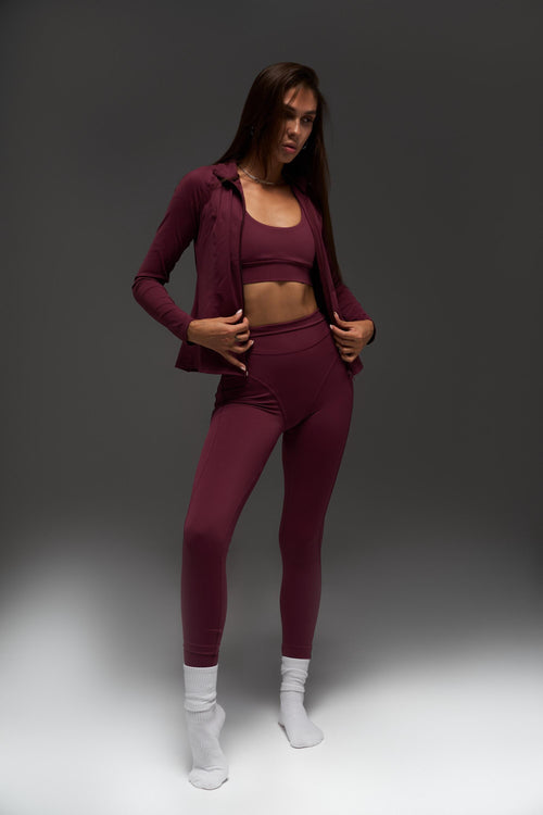 High Waist Yoga Leggings | Sculpting Activewear, Dark Cherry