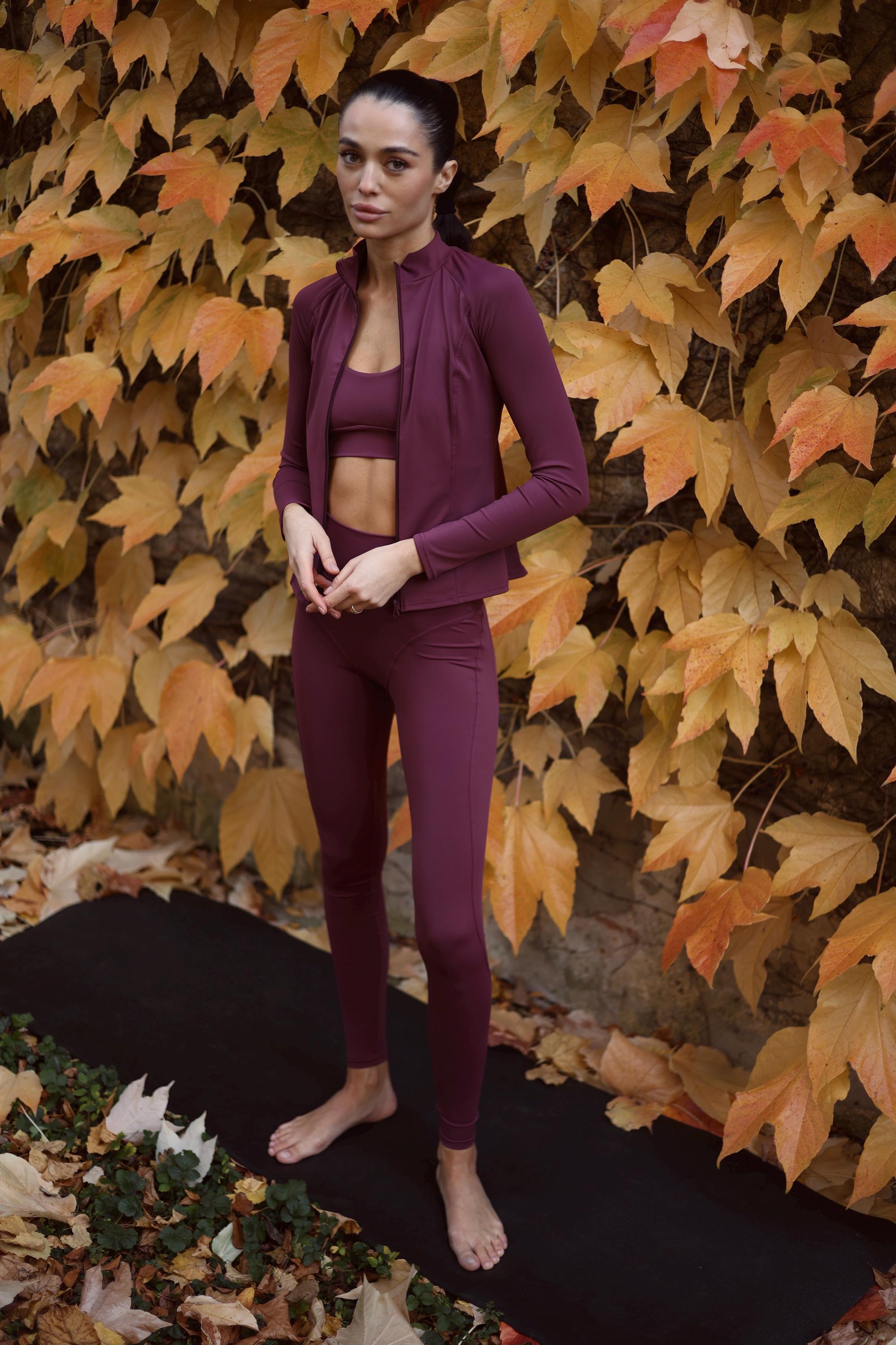 High Waist Yoga Leggings | Sculpting Activewear, Dark Cherry