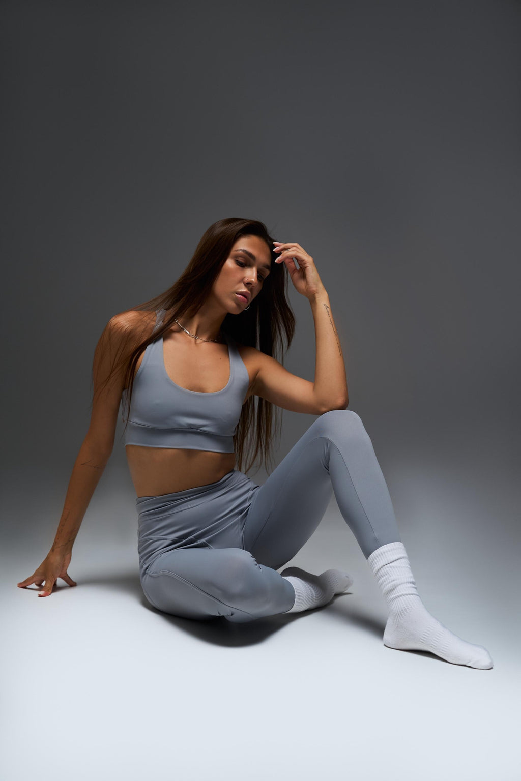 Sports Bra Top | Open Back Yoga Top | Double Layer Support | Minimalist Activewear, Light gray