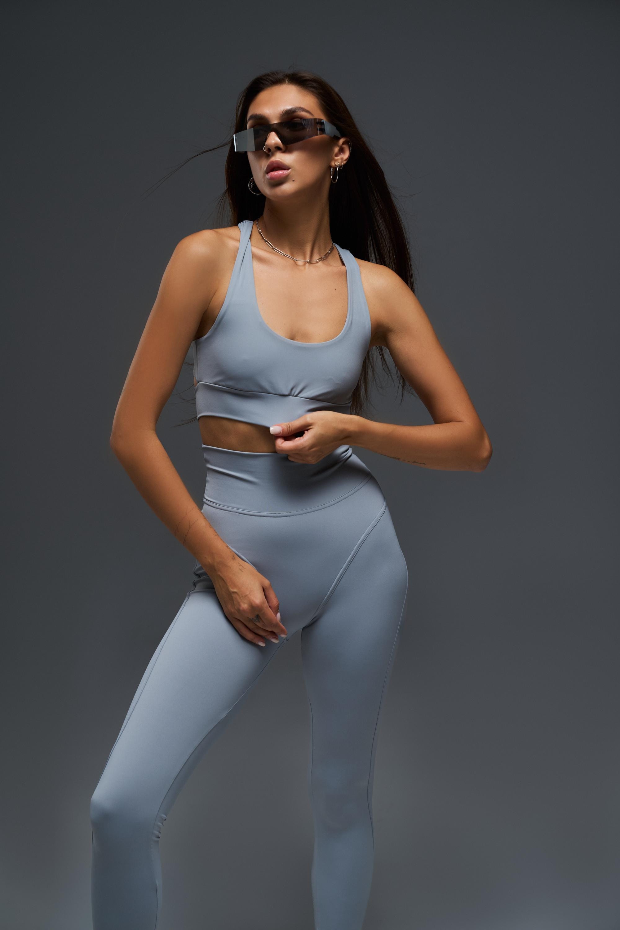 Sports Bra Top | Open Back Yoga Top | Double Layer Support | Minimalist Activewear, Light gray